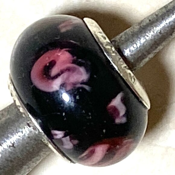 Pandora Black Pink Lamp Work Murano Glass Charm - Picture 1 of 5